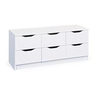 Inter Link - Commode - 6 tiroirs - Meuble à tiroirs - Meuble d'appoint - Buffet - Mélaminé - Blanc - Tiroirs avec poignées encastrées - Westphalen 6