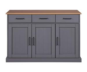 Inter Link - Commode - Buffet - Sideboard - Pin massif - FSC - 3 portes - 3 tiroirs - style cottage - Forenzo - 3T3Sgrau - Grau/Oak colori