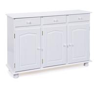 Inter Link Commode de style campagnard en bois massif (3 portes, blanc)