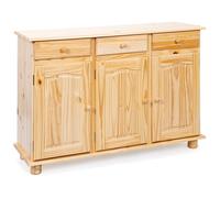 Inter Link Commode de style campagnard en bois massif (3 portes, crème)
