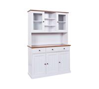 Inter Link Commode haut de gamme style campagnard, bois de pin (Avec 3 tiroirs et 5 portes tournantes, blanc, imitation sépia)