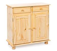 Inter Link - Commode style campagne - Buffet - Buffet style campagne - Meuble d'appoint - Pin massif - 2 portes - 2 tiroirs - Naturel laqué - Pamina