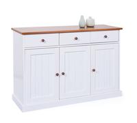 Bahut 3 portes en Pin massif JIRA Marron, Blanc