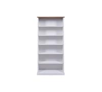 Inter Link - Bibliothèque - Armoire-buffet - Vaisselle - Salle à manger - Style cottage - Bois massif FSC - 5 étagères ouvertes - Westerland 5 - Blanc