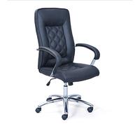 Inter Link - Fauteuil de bureau en métal - Fauteuil de direction - Roulettes réglables en hauteur - Assise en simili cuir noir - Grosseto