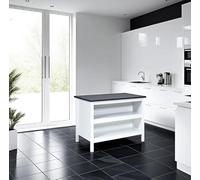 Inter Link - Îlot de Cuisine - îlot Central - Plan de Travail - Armoire de Cuisine avec étagères - revêtement en mélamine - Longueur 124 cm - Hauteur 82 cm - Profondeur 75 cm - Belisa - Blanc/Fresco