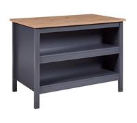 Inter Link - Ilot de cuisine - Ilot central - Plan de travail - Meuble de cuisine avec étagères - Mélaminé - Longueur 124cm - Hauteur 82 cm - Profondeur 75 cm - Nellina - Anthracite/Chêne Artisan