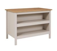 Inter Link - Îlot de Cuisine -Placard de Cuisine - Buffet de Rangement - 2 étagères - Surface mélaminée - Plan de Travail en MDF - L: 124cm - H: 91,5cm - P: 75cm - Emmilia Cashmere et Chêne Artisan