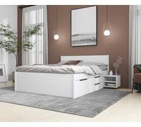 Inter Link - Lit Double 180 x 200 cm - Lit gigogne avec Espace de Rangement - Pin Massif - 4 Grand tiroirs et 2 tiroirs - Sommier à Lattes Inclus - Laqué Blanc - Efetivo 180 x 200 cm