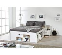 Lit En Pin Massif Avec Espaces De Rangement Mobiles Blanc 160x200 KOLO Blanc