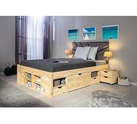 Lit multi-rangements SLEEP 140x200 cm Couleur : Bois