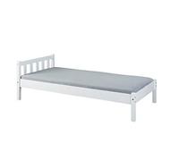 Inter Link - lit en bois - Cadre de lit - Lit de jeune - Invité - Simple - Moderne en pin massif - sans sommier - Blanc laqué - Vilmar 90 x 200 cm