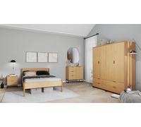 Inter Link - Lit en bois - Lit en bois massif - Lit double - Lit d'appoint - Cadre de lit - Pin massif - Oak Colori lackiert - 2 couchages - 140 x 200 cm - sans sommier - Luna