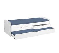 Inter Link Lit Fonctionnel 90 x 200 cm - avec Espace de Rangement - Lit pour Enfant - Lit pour Adolescent - Lit avec tiroirs - Lit en Bois Massif - 2 tiroirs - 1 tiroir Blanc - Bois Massif - Ried