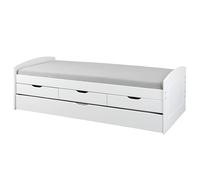 Lit à rangement 90 x 200 cm Pin Massif Blanc Blanc