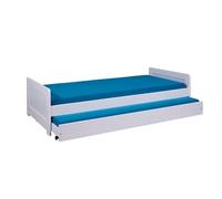 Surf lit 90x200cm avec 1 lit gigogne blanc.