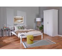 Inter Link - Lit - Lit en bois massif - Bois de pin véritable - Lit stable avec longue durée - Couleur laquée blanche - Pour adultes, enfants, adolescents - Lit double - Lit avec grille - Lit Vilmo 140 x 190 cm