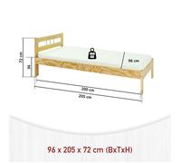 Inter Link Lit simple JANA 90x200 naturel bois massif