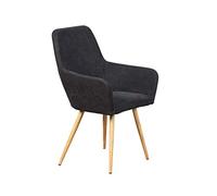 Inter Link Lot de 2 chaises de Salle à Manger scandinave rembourrées avec accoudoirs, en métal Gris foncé, 62 x 60 x 93 cm