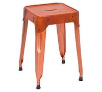Inter Link - Lot de 4 tabourets - Cuivre métal - Assise cuir - Reema