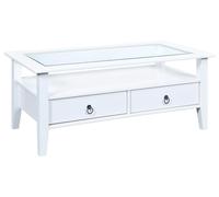 Table Basse En Verre 2 Tiroirs Blanche FLAVY Blanc