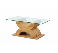 Inter Link Table basse moderne en verre MDF imitation chêne Artisan