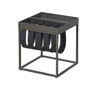 Inter Link - Table Basse - Porte-revues - Table Fonctionnelle - Anthracite - métal laqué - avec Porte-revues - Laine Bouillie - Club NY