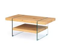 Paris Prix – Table basse Benina Inter Link – Reproduction chêne sauvage – Verre