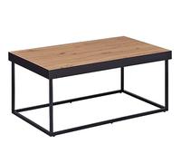 Inter Link - Table Basse - Table d'appoint - Table de Salon - Structure métallique Noire - Finition époxy - Décor chêne Artisan - 90 x 55 x 40 cm - Passione