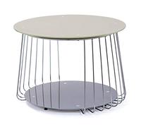 Inter Link - Table basse - Table d'appoint - Table de salon - Structure métallique - Plateau supérieur en verre Gris Pantone - Pour salon, bureau, chambre - 70 x 70 x 50 cm - Riva