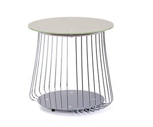 Inter Link - Table basse - Table d'appoint - Table de salon - Structure métallique - Plateau supérieur en verre gris Pantone - Pour salon, bureau, chambre - 50 x 50 x 50 cm - Rivoli