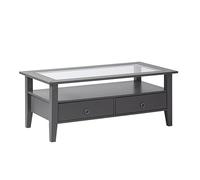 Inter Link - Table Basse - Table en Bois Massif - Table de Salon - Table Basse - Pin Massif - avec Plateau Verre - Gris laqué - Provence 7