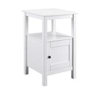 Inter Link - Table d'appoint - Pin Massif - 1 Porte et 1 étagère - Table de Rangement - Meuble de Rangement - Style Maison de Campagne - Table de Chevet - Table de Couloir laquée en Blanc - 1T