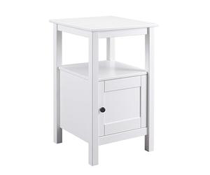 Inter Link - Table d'appoint - Pin Massif - 1 Porte et 1 étagère - Table de Rangement - Meuble de Rangement - Style Maison de Campagne - Table de Chevet - Table de Couloir laquée en Blanc - 1T