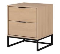 Inter Link - Table de nuit Luna 2S - Chevet - Pin massif - 2 tiroirs - Oak Colori - 50 x 45 x 59 cm