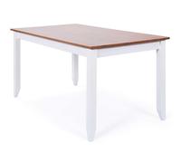 Inter Link - Table - Table de salle à manger - Pin massif blanc verni à l'eau - Plateau marron - Westerland 1.2