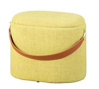 Inter Link - Tabouret de Rangement - Tabouret à Linge - Tabouret avec Espace de Rangement - Vert Jaune - Tissu - Dilia