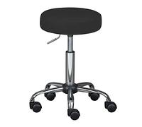 Inter Link - Tabouret pivotant sur roulettes - Réglable en hauteur 50-66 cm - Tabouret de travail/bureau - En métal et similicuir - Noir