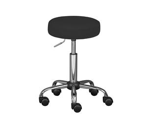 Inter Link - Tabouret pivotant sur roulettes - Réglable en hauteur 50-66 cm - Tabouret de travail/bureau - En métal et similicuir - Noir