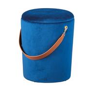 Inter Link - Tabouret - Tabouret à Linge - Seau à Linge - Seau - Récipient en Velours - Poignée en Similicuir - Bleu - Papua