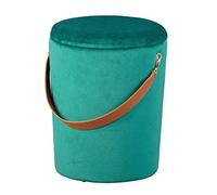 Inter Link - Tabouret - Tabouret à Linge - Seau à Linge - Seau - Récipient en Velours - Poignée en Similicuir - Vert - Papua