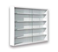 Inter Link Vitrine murale Compilati – Armoire 4 étagères 5 compartiments MDF Blanc 80x60x9.5 cm