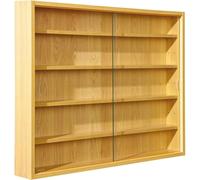 Inter Link - Vitrine Murale pour Objets de Collection - Armoire de rangement avec 4 étagères - 5 Compartiments - pour Miniatures - MDF - Décor Hêtre (80x60x9.5 cm) Acquario