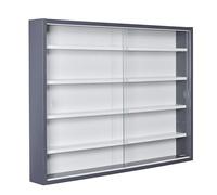 Inter Link - Vitrine Murale pour Objets de Collection - Armoire de rangement avec 4 étagères - 5 Compartiments - pour Miniatures - MDF - Gris/Blanc (80x60x9.5 cm) Collecty Gris