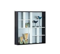 Inter Link - Vitrine - Vitrine murale - Coffret de présentation - Vitrine de collection - Vitrine sans verre - Etagère murale - 10 compartiments - Collector - Decem - MDF noir/blanc - 70 x 13 x 70 cm