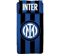 Inter, Parure de lit Simple en Coton, 100% Coton, Drap Housse + taie d'oreiller 100% Coton, Produit Officiel