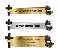 Inter Plaque Funéraire personnalisé - Texte pour Plaque Funéraire - Inter en Acrylique - Forme et Texte Personnalisable (Croix, Grand)