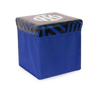 Inter Pouf de Rangement Couleur Bleu et Noir en Polyester