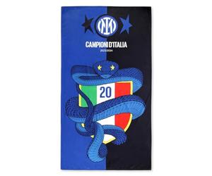 Inter Serviette de Plage Scudetto, Champions d'Italie 23/24, deuxième étoile, 20° Scudetto, Biscione, Serviette, Produit Officiel, 86 x 155 cm