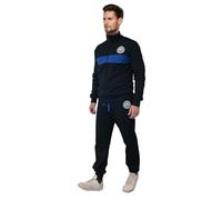Inter, Survêtement pour homme et garçon en molleton, sweat à capuche avec fermeture éclair, noir bleu clair, produit officiel